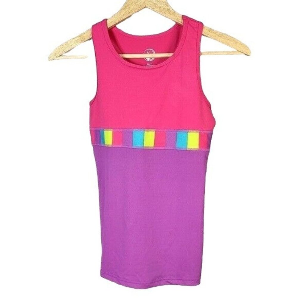 2/$15 Limeapple Sport Rainbow Tank Top Pink Purple SZ 14 Athletic Sleeveless